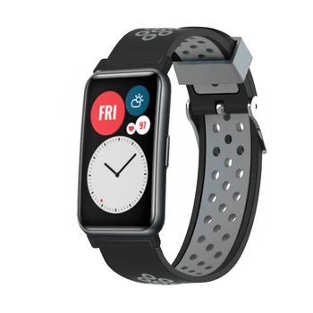 Pre Huawei Sledovať Nosenie Remienok Silikónový Dvojité Farba Watchband Ženy Muži Šport Náramok correa pre huawei fit smart hodinky remienok