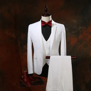 FOLOBE Kostým Mariage Homme Ternos Zásob Biela Slim Fit Obleky, Svadobné Tuxedos Svadobné Obleky Formálne Vyhovuje