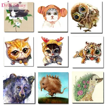 Vŕtačka Lesklé DIY Diamond Maľovanie Roztomilý Zvieratá, Mačky, 3D Full Kolo Drahokamu Prilepili Cross Stitch Mozaiky Výšivky Remeslá