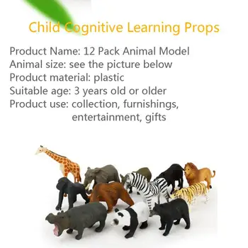 12Pcs/Pack Puzzle Vzdelávacie Hračky Simulované Akcie Obrázok Mini voľne Žijúcich Zvierat Model Hračka Panada Slon Orangutan Lev, Medveď Model