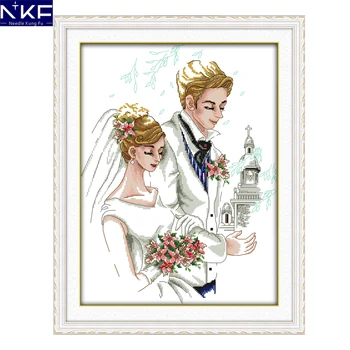 NKF Svadobné obrázok štýl počíta cross stitch svadobné vzory needlepoint výšivky súpravy pre domáce dekorácie