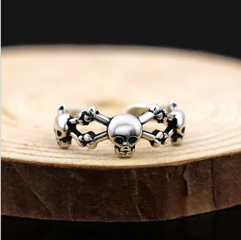 DIEERLAN Retro Vintage Šperky 925 Sterling Silver Lebky Prstene Pre Ženy, Mužov, Veľký Otvor Starožitné Krúžky