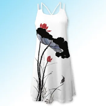 Móda Ženy Šaty 2020 Nový Príchod Rose Tlač bez Rukávov Letné Šaty O krk Príležitostné Voľné Mini Šifón Šaty Vestidos