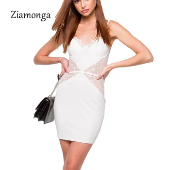 Ziamonga Ženy Šaty 2019 Nové Módne Bez Rukávov Kvetinová Čipka Šaty Chudnutie Mini Krátke Obväz Šaty Lady Bežné Sexy Vestidos