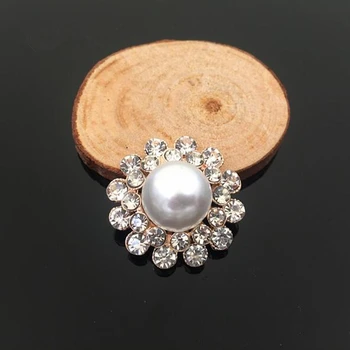 Dva 30 mm Farba Kvetu Kamienkami Tlačidlá Pearl tlačidlo svadobné dekorácie Diy Zliatiny Diamante Cryustal Luk Príslušenstvo