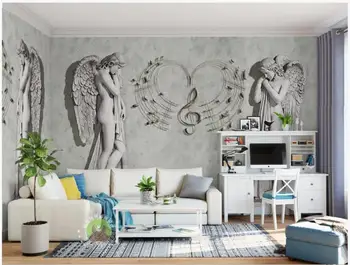 WDBH 3d tapeta vlastné fotografie Európskej anjel hudby reliéf charakter TV miestnosť domova 3d nástenné maľby, tapety na steny, 3 d