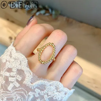 OBEAR 2020 Nové Siver Á Vintage kórejský Zlatá Farba Geometrické Nepravidelný Duté Otvoriť Prstene pre Ženy Šperky Nastaviteľné