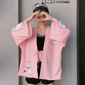 2 farby leta streetwear kaprov digitálna tlač voľné ochranu pred slnkom oblečenie kimono cardigan slnko tričko ženy, vrchné oblečenie (B1846)