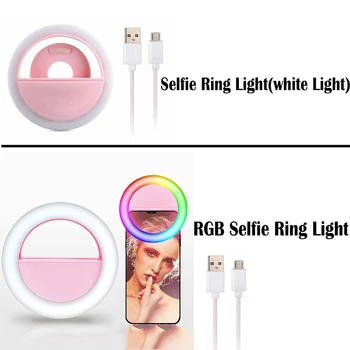 Clip-on RGB Mobilný Telefón Selfie Vyplniť Ľahké Prenosné 15-Farebné Osvetlenie Fotografie Krúžok svetlo Pre Telefón Fotografiu Youtube Tiktok Live