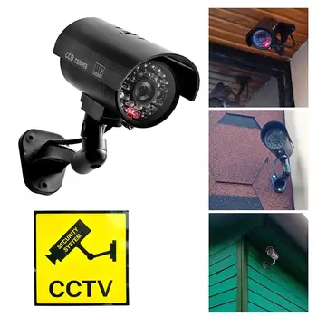 ALLOYSEED Vonkajšie Figuríny Fotoaparát Bullet Falošný Bezpečnostné CCTV Kamera, ABS Inžinierstva Plastový Držiak s Blikajúce Červené LED Svetlo