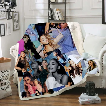 Ariana Grand Fleece Deka Plyšové 3d Vytlačené pre Dospelých Gauč Sherpa Fleece prehoz cez posteľ Zábal Hodiť Deka štýl-5