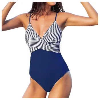 Ženské Stripe plavky s uväzovaním za jednodielne Plavky, Push-Up Plavky na Kúpanie Hada Tlače plavky 2020 Nové Plavky, Letné plážové oblečenie