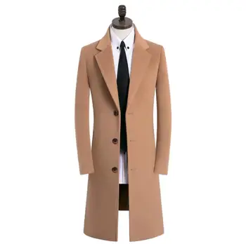 Jeseň wintercasual vlnené kabát mužov výkopu coats dlhé rukávy mens kabát cashmere kabát casaco masculino inverno erkek anglicko