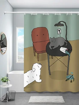 Kreslených mačka sprchový záves oblasť sprchovací kút sprchový záves nepremokavé tieni wc záves dverí záves domáce dekorácie opony