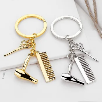 2020 Nové Módne Kaderníctvo Darček Kúzlo Keychain Šperky Retro Mini Nožnice Sušič Na Vlasy Hrebeňom Keychain Kreatívny Darček Hot
