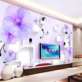 Beibehang vlastné fialový kvet, TV joj, Foto wall paper Kúpeľňa Tapety pre Obývacia Izba Dekor nástenná maľba 3D nástenné Maľby