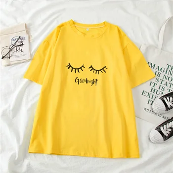 Candy Farby Žien T-Shirt Y2K Roztomilý Oči Tlač Krátky Rukáv Sladké Topy Pre Femele 2021 Lete O-Krku Voľné Tričko Ženy Prispôsobiť