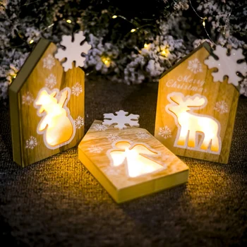 LED Svetelné Vianočné Prívesok Drevené Závesné Dekorácie S ľahkú Dosku Ornament ľahkú Dosku Domova pre Vianočný Strom Zavesenie
