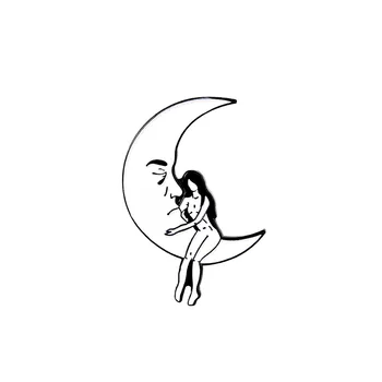 Cartoon Lebky Kolíky Krásy a Mesiac/starostlivosť o Krásu a Lebka Golier Farba Brošňa Taška Dekorácie Odznak