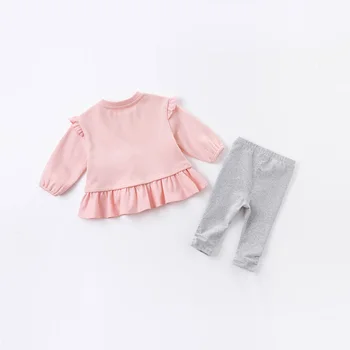 DBJ14428 dave bella jeseň baby dievčatá módne láska luk prehodil oblečenie sady deti roztomilý sady deti 2 ks oblek