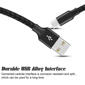 Nylon Pletená Typ-C Kábel na Prenos Údajov Max 2.4 A Prúdy Vysokej Rýchlosti Rýchle Nabíjanie USB Kábel