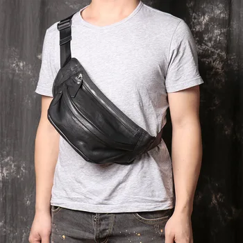 GROJITOO Mužov pravej kože hrudníka taška činením rastlinným činidlom kožený pás taška pre človeka vysoko kvalitné športová taška taška telefón