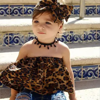 Horúce Rozkošný Dieťa Dievčatá Oblečenie Leopard Vytlačené T-tričko + Krátke Nohavice Nastaviť Deti roztomilý Letné Oblečenie