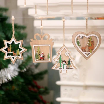 MagiDeal 1 Kus Ročník Vianočný Dekor Drevené Závesné Tabule Zábavnom Dizajn Vianočný Strom Ornament Domova zábavnom dizajn