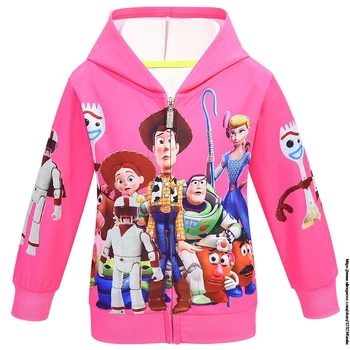 Toy Story 4 Chlapci Dievčatá Oblečenie Bundy s Kapucňou na Zips, Kabát Jar Jeseň Fashion Outwear Bundy Tlač Detí Ležérne Oblečenie