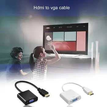 Kompatibilný s HDMI Na VGA Konverzný Kábel, Adaptér sa Pripája kompatibilný s HDMI Port VGA Port Pre PC, Notebook, Smart TV Box Iné Zariadenia