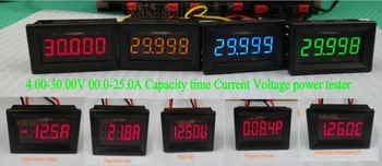 LED 12V 24V batéria, Indikátor Aktuálneho Napätia merač Kapacity čas výkonu tester