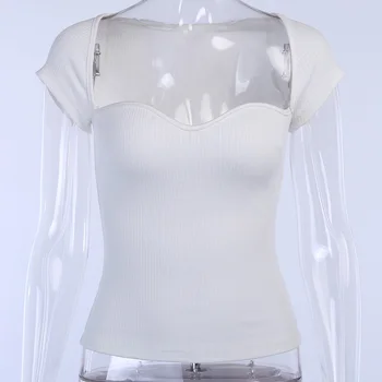 Ženy Krátke Sleeve T-Shirts Čierna Biela Plodín Topy Styllish Slim Tees 2020 Lete Bežné Základné Streetwear Top Tees Harajuku