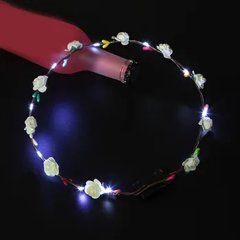 10 Žiariace Garland Svadobné Party Korunu Kvetu hlavový most Svetla LED Vianočné Neon Veniec Dekorácie Svetelné Vlasy Garland Hairband