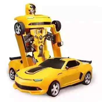 2 v 1 Diaľkové Ovládanie Robota Žltý Včelí Transformácie Auto Vozidla Hračky Racing Darček so Svetlom Hudba