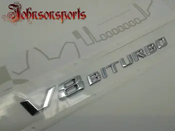 Veľkoobchod 3D ABS Chrome C63S V8 BITURBO znak Auto Zadné odznak Boot Kufra auta Samolepky pre C Triedy auto-styling