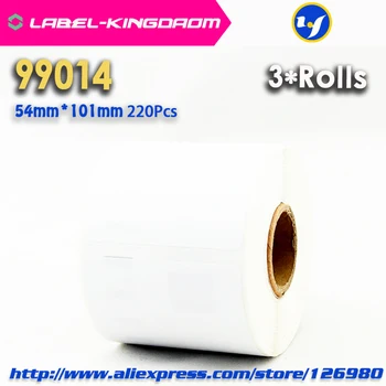 3 Rožky Dymo Kompatibilné 99014 White Label 54 mm*101 mm 220Pcs/Roll Kompatibilný pre LabelWriter 450Turbo Tlačiareň