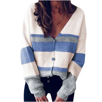 SAGACE Dámy pletený sveter tvaru šitie tlačidlo pulóver prekladané pletený sveter top, módne jeseň a v zime teplá bunda