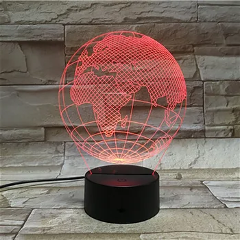3D Lampa Tellurion Zeme Euroázijských Afrike Farebné s Diaľkovým Atmosféru Darček pre Deti Led Nočné Svetlo Lampy 3D Ilúzie