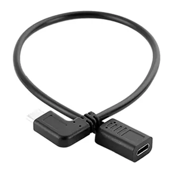 0.3 Metrov Reverzibilné Dizajn Typu C, USB 3.1 90 stupňov Samec na USB-C Samica Predlžovací Kábel Extender Kábel Dropshipping