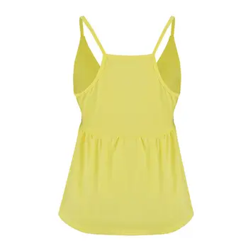 Ženy Voľné Bez Rukávov Bavlna Bežné Tank Top Letné Topy Sexy Polyester Žltá Camis Oblečenie