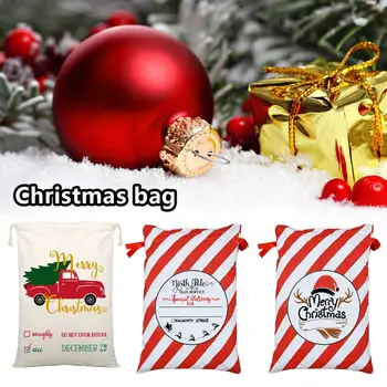Opakovane Veľké Vianočné Cukrovinky Taška Santa Vrece Plátno Candy Skladovanie Taška Deti Vianočný Darček Pre Vianočný Strom Dekorácie