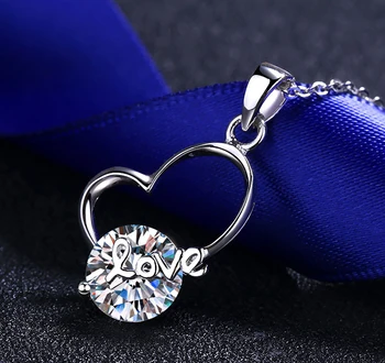 2 carat vysoko kvalitné reálne 925 sterling silver jemné šperky, náhrdelníky krku prívesok srdce reťazca príslušenstvo zapojenie weddiing