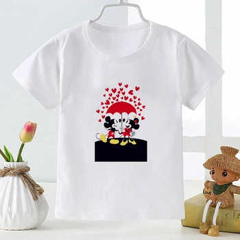 Harajuku Mickey Mouse Znak Daisy Cartoon Dievča Oblečenie, detské T-shirt Letné Baby Topy Animácie Wild Deti Oblečenie