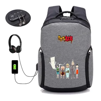 Anime GeGeGe č Kitaro batoh USB nabíjanie Anti-theft batoh študent Školy book bag Teenagerov Notebook backpack14 štýl