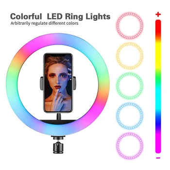 Led Krúžok Svetlo Rgb Farebné Stmievateľné USB Krúžok Svetlo pre Živé Video 13 Cm / 33 cm s Telefónom, Klip