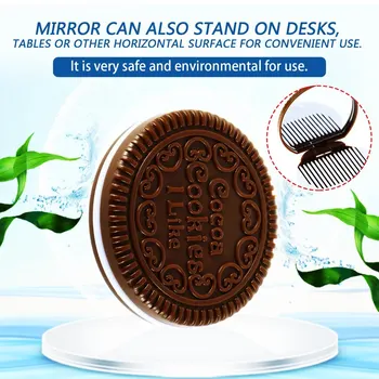 1pcs Roztomilý Čokoládové Cookies Tvarované Módny Dizajn make-up Zrkadlo s 1 Hrebeň Nastaviť