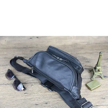 Muži originálne Kožené kabelky Muž pás taška pánske kožené hrudníka taška multifunkčný mobilný telefón, pocket Messenger bag taška kuriérska