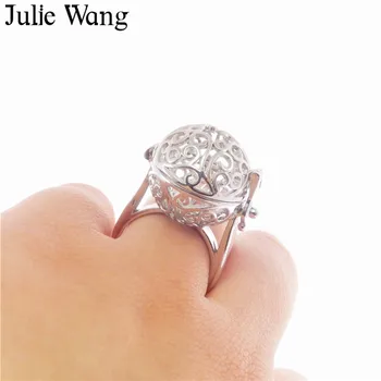 Julie Wang 1PCS 17 mm Meď Duté Vzory Esenciálny Olej Difúzor Parfum Medailón Aromaterapia Krúžok Módny Ženy Strany Šperky