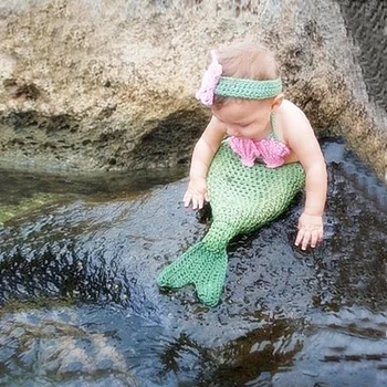 3-6M Dieťa Dievča Mermaid Beach Obrázok, Fotografiu Strieľať Oblečenie maličkého Háčkovanie Fotografie Rekvizity Dieťa Fotografie Rekvizity Oblečenie