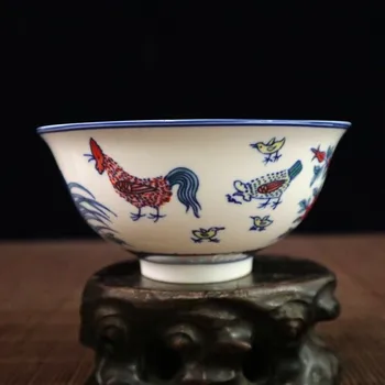 Čínske staré porcelánové Pastel porcelánu Modré a biele plus farba požehnanie kuracie vzor misa